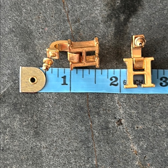 Carolina Herrera Gold tone CH Earrings - Picture 10 of 11